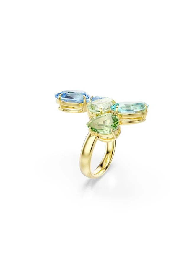 سواروفسكي خاتم جيما مفتوح ذهبي أسود وأخضر